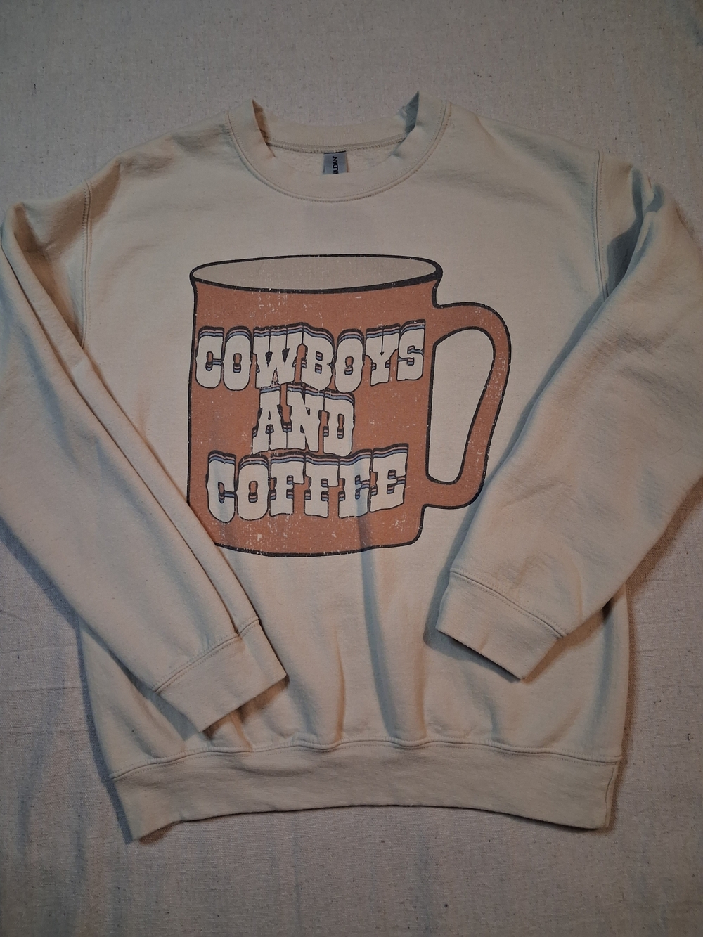 Cowboys and Coffee Graphic Crewneck Sweatshirt Women's Size Small